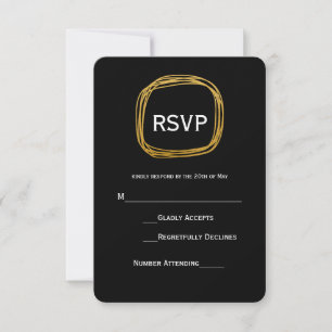 Gold Foil Scribble Circle Modern RSVP Card