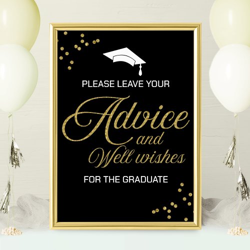 Gold Foil Script Advice and Well wishes Grad Sign
