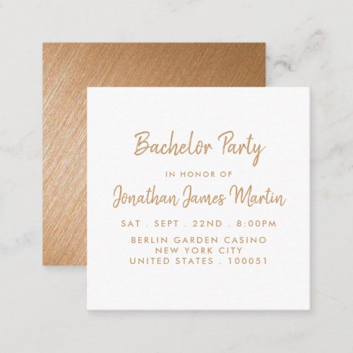 Gold Foil  Script Bachelor Party Ticket Invite