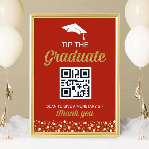 Gold Foil Script Confetti Tip The Graduate Sign