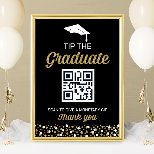 Gold Foil Script Confetti Tip The Graduate Sign