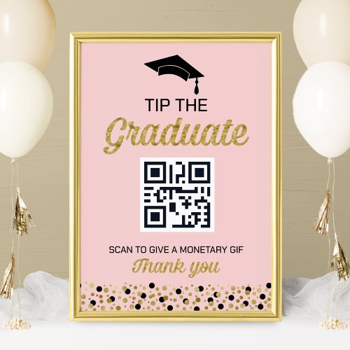 Gold Foil Script Confetti Tip The Graduate Sign