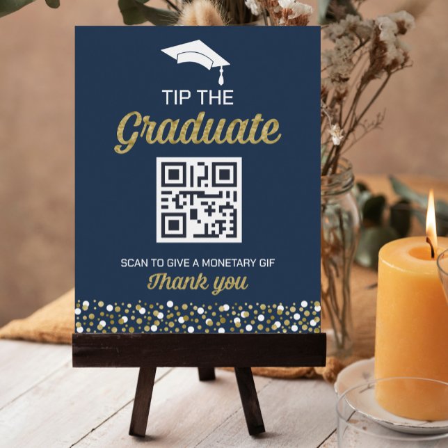 Gold Foil Script Confetti Tip The Graduate Sign (Creator Uploaded)