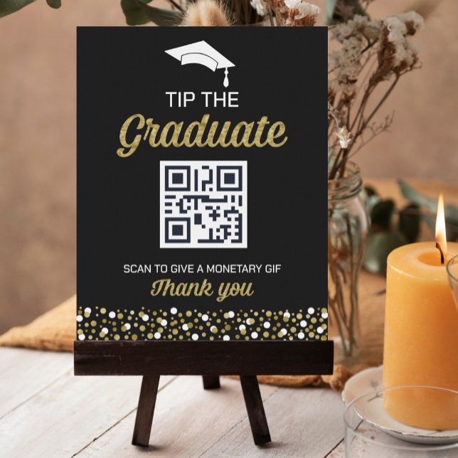 Gold Foil Script Confetti Tip The Graduate Sign (Creator Uploaded)