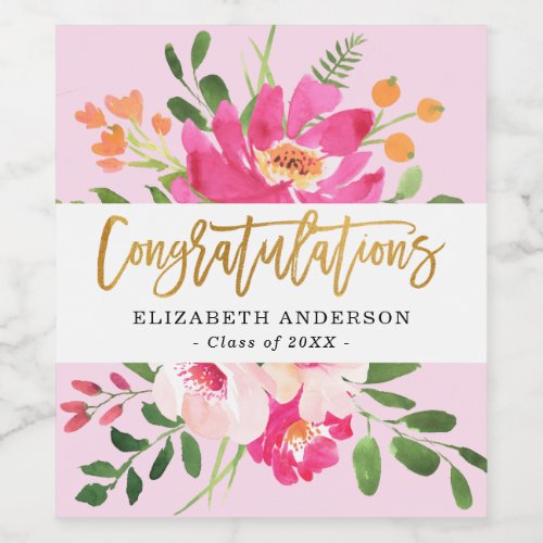 Gold Foil Script Congratulations Graduation Wine Label