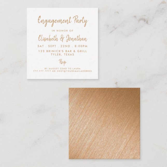 Gold Foil & Script Engagement Party Ticket Invite (Front/Back)