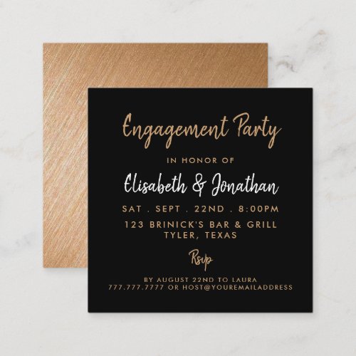 Gold Foil  Script Engagement Party Ticket Invite