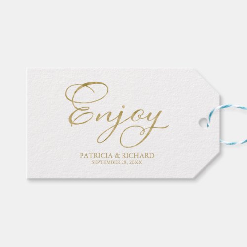 Gold Foil Script Enjoy Wedding Favor Tags