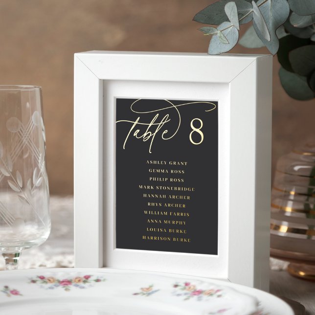 Gold Foil Script Framable Guest Names Table Number Prints (Creator Uploaded)