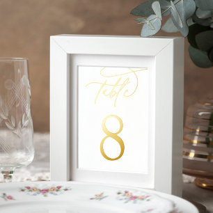 Gold Foil Script Framable Table Number Foil Prints