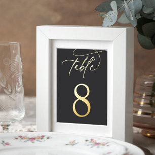 Gold Foil Script Framable Table Number Foil Prints