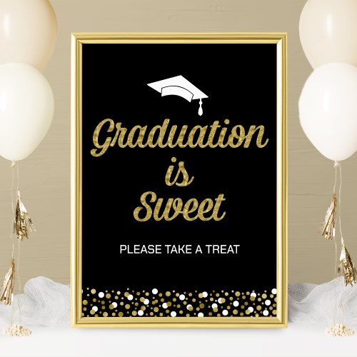 Gold Foil Script Graduation is Sweet Grad Sign