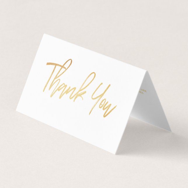 Gold Foil Script Logo Business Thank You Card (Front)