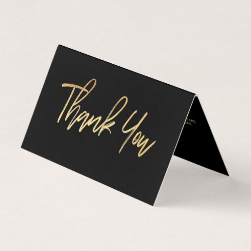 Gold Foil Script Logo Business Thank You Card