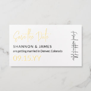 Gold Foil Script Petite Save the Date Business Cards
