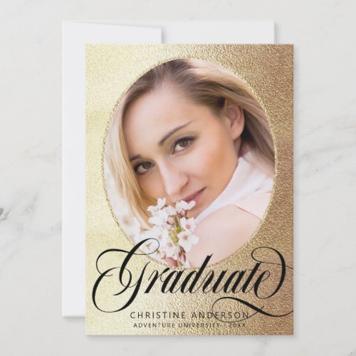 Gold Foil Script Photo Virtual Graduation Party Invitation