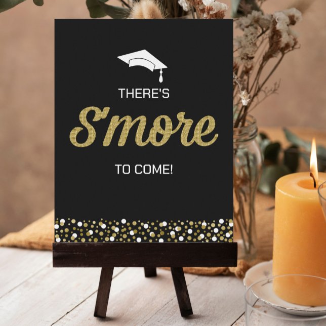 Gold Foil Script S’more Confetti Black Grad Sign (Creator Uploaded)