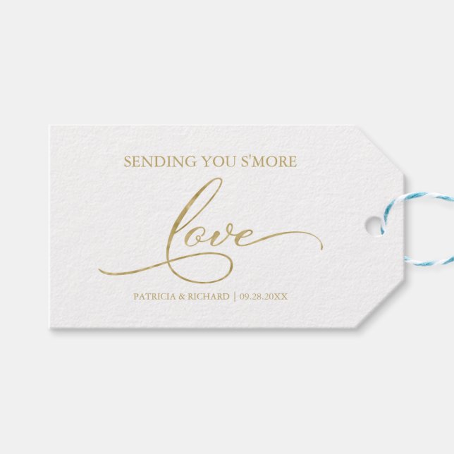 Gold Foil Script S'more Love Favor Tags (Front (Horizontal))
