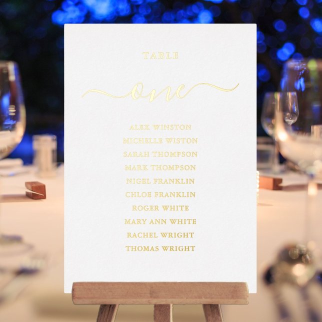 Gold Foil Script Table Number Seating Chart (Gold Foil Script Table Number Seating Chart)