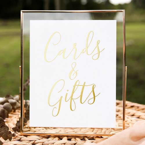 Gold Foil Script Wedding Cards and Gifts Sign