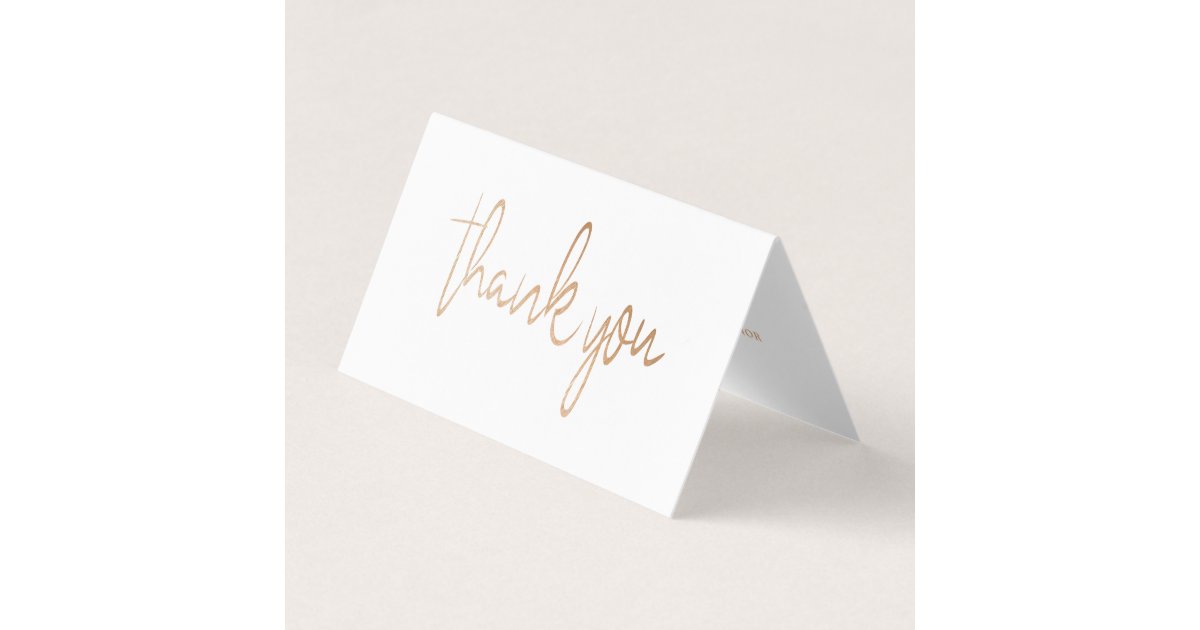 Gold Foil Script Wedding Photo Thank You Card | Zazzle