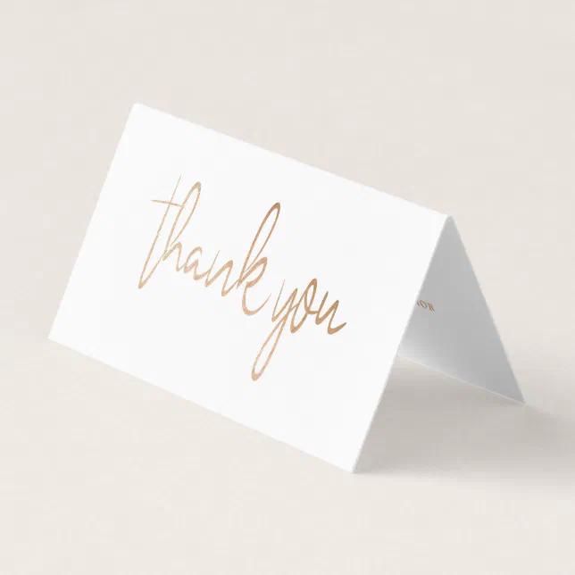 Gold Foil Script Wedding Photo Thank You Card | Zazzle