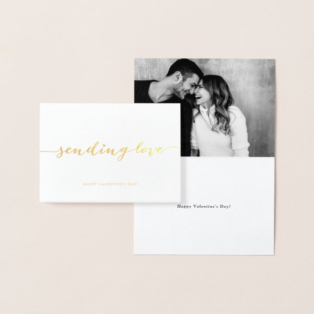 Gold Foil Sending Love Calligraphy Valentine's Day Foil Card (Display)