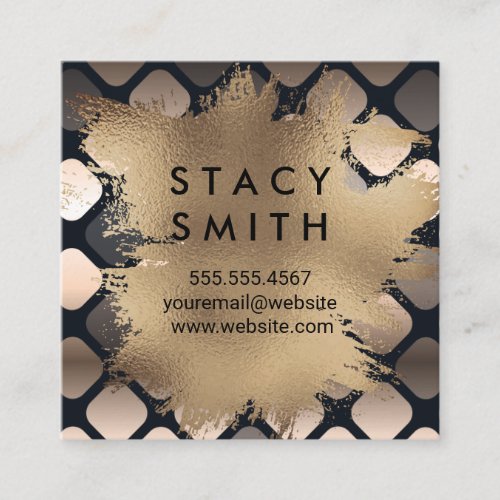 Gold Foil  Sequin Metallic Pattern Square Business Card