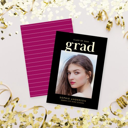 Gold Foil Serif Custom Color Grad Announcement