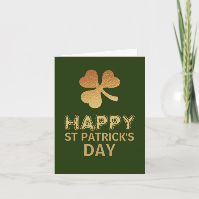 Gold Foil Shamrock, St Patrick's Day Card (Front)