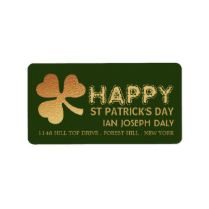 Gold Foil Shamrock, St Patrick's Day Label