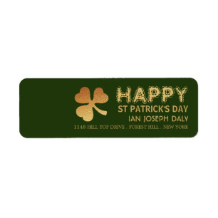 Gold Foil Shamrock, St Patrick's Day Label