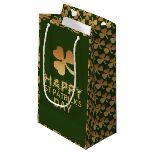 Gold Foil Shamrock, St Patrick's Day Party Small Gift Bag