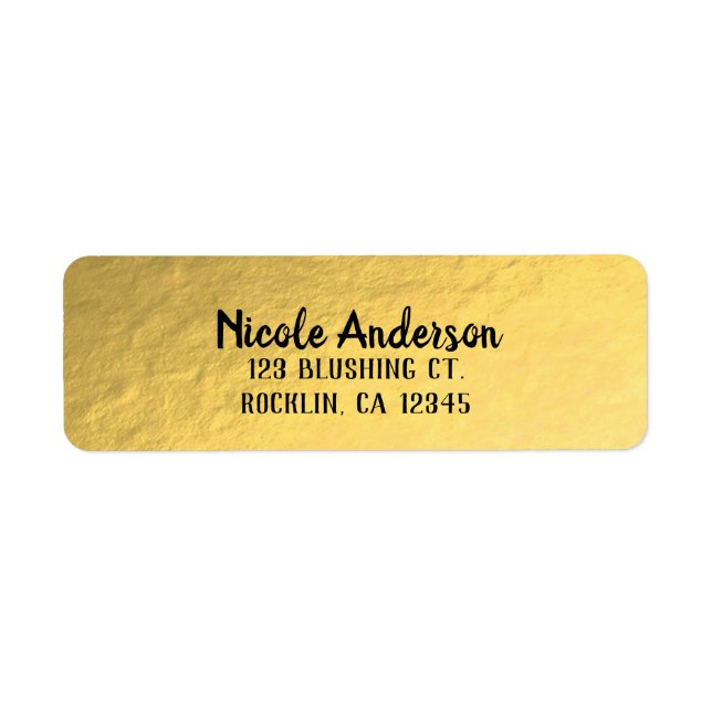 Gold Foil Shine Modern Elegant Chic Wedding Label (Front)