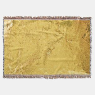 Gold Foil: Shiny Abstract Texture Throw Blanket
