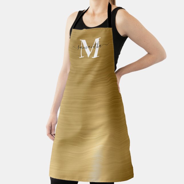 Gold Foil Signature Modern Monogram Apron (Insitu)