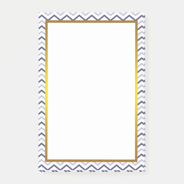 Gold Foil Silver Gray Chevron Zigzag Pattern Post-it Notes (Front)