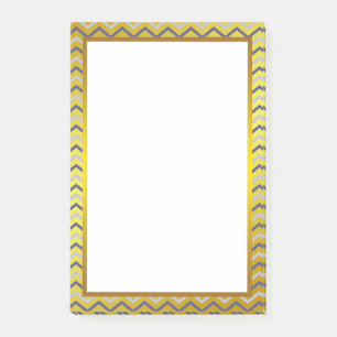 Gold Foil Silver Gray Chevron Zigzag Pattern Post-it Notes