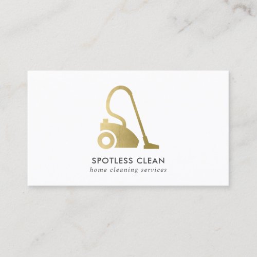 GOLD FOIL SIMPLE VACUUM CLEANER CLEANING SERVICE BUSINESS CARD