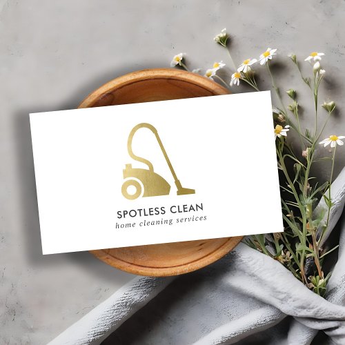 GOLD FOIL SIMPLE VACUUM CLEANER CLEANING SERVICE BUSINESS CARD