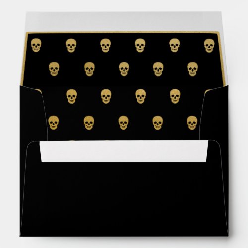 Gold Foil Skull  All Black Envelope