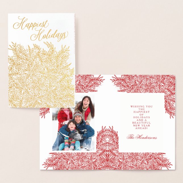 Gold Foil Snowflake Flourish Christmas Card (Display)