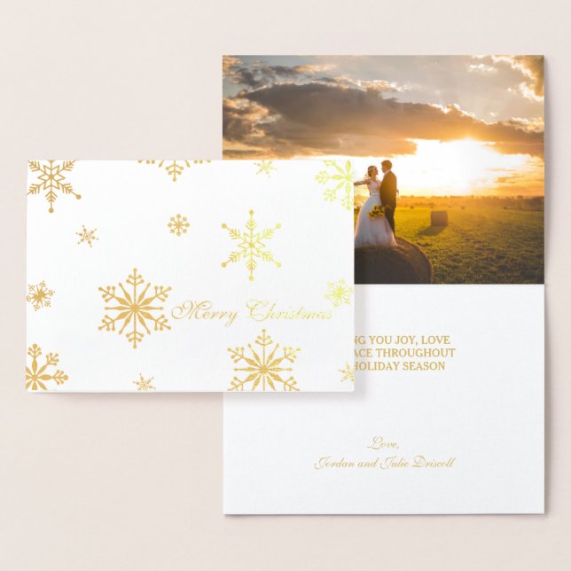 Gold Foil Snowflake Merry Christmas Photo Foil Card (Display)