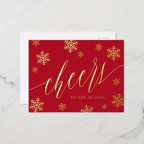 Gold Foil Snowflakes Cheers Holiday Party Invite