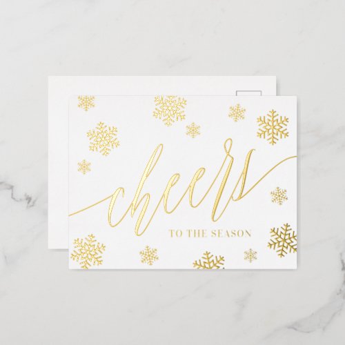 Gold Foil Snowflakes Cheers Holiday Party Invite