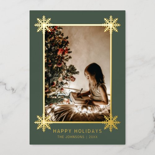 Gold Foil Snowflakes Holidays PHOTO Foil Foil Foil Holiday Card