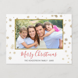Gold Foil Snowflakes Merry Christmas Photo Card