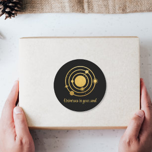 Gold Foil Solar System Planets  Classic Round Sticker