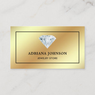 Gold Foil Solitaire Diamond Jewelry Store Jeweler Business Card