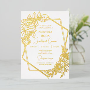 Gold foil Spanish Wedding Invitation